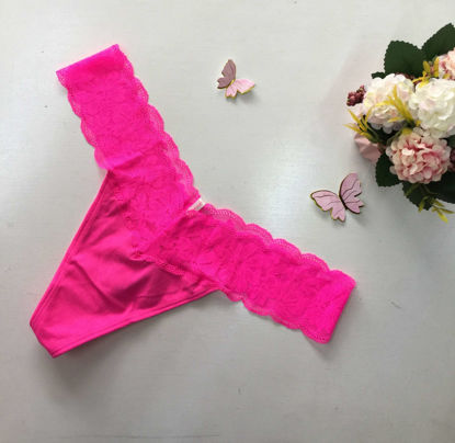 Imagen de PINK Panty Tanga Algodón y Encaje